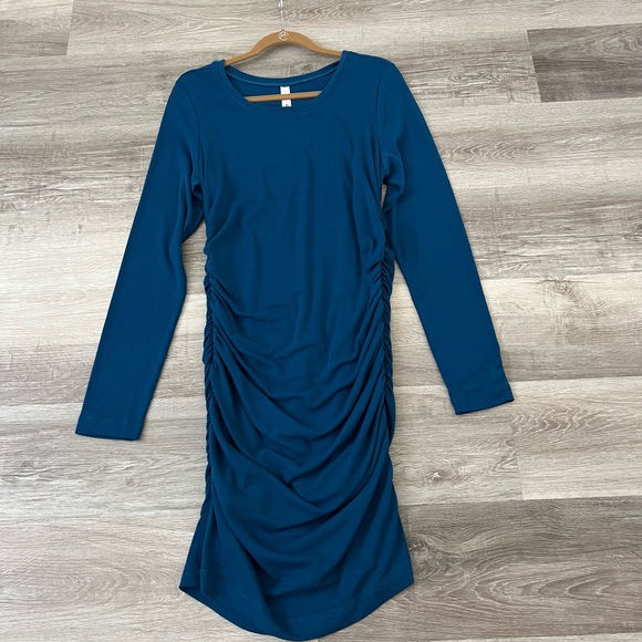 NWT Anthropologie Daily Practice ruched dress Navy Marin XL - Picture 10 of 10